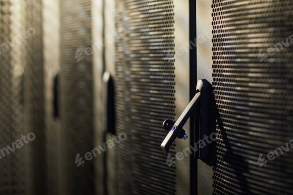 Close-up of server racks in a data centre